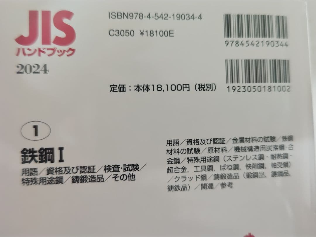 JIS ハンドブック 鉄鋼 I・II セット 2024年版