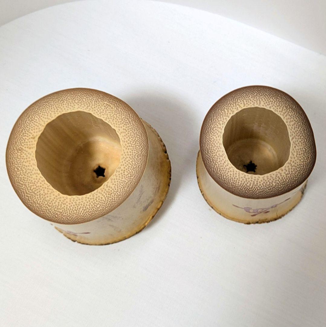 竹一双蓋置　聚光院　寛海老師書付 長尾宗湖作　炉用　風炉用　共箱