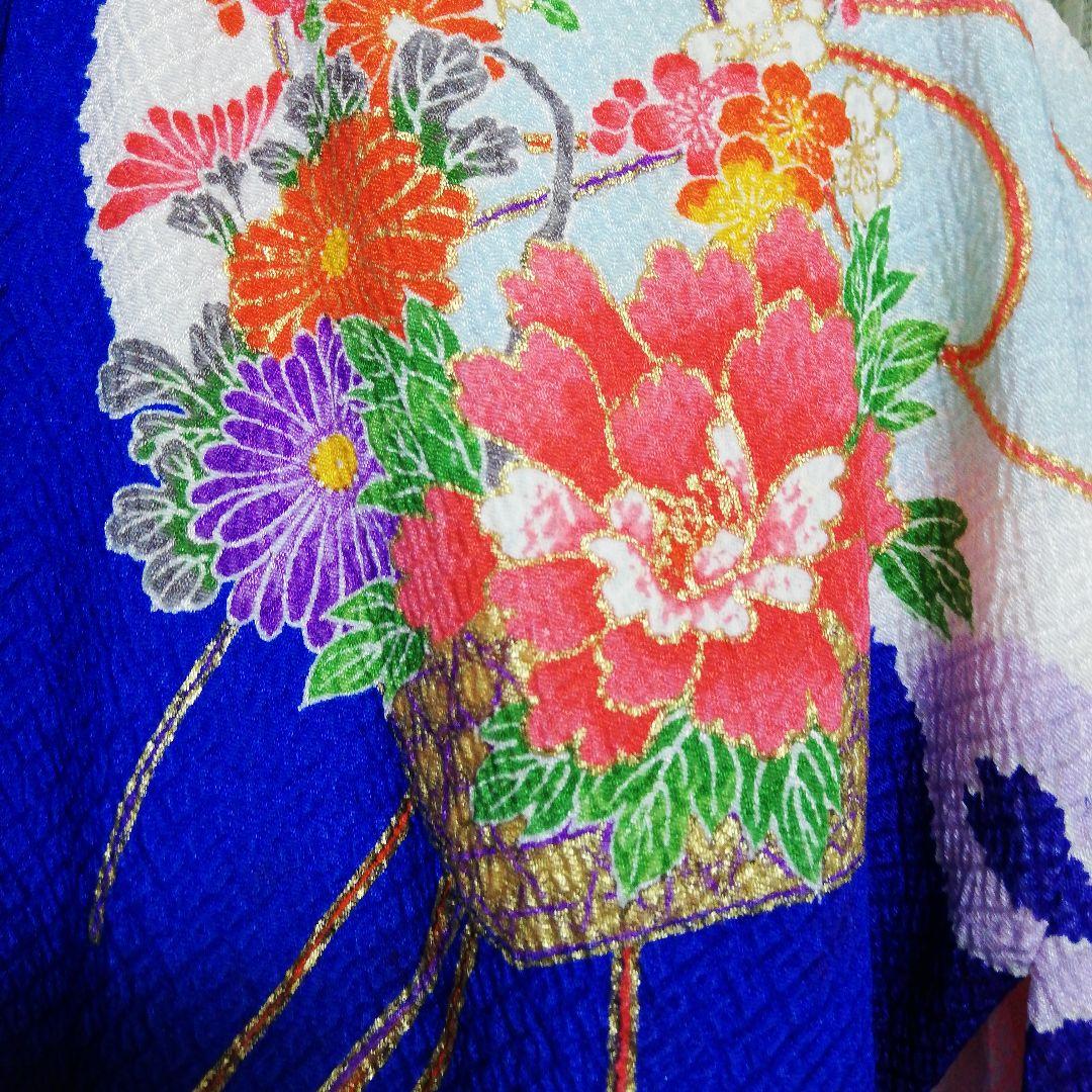 海外コレクター向高級絹織物レディース用ちりめん生地着物豪華絢爛華々しい景色御品物