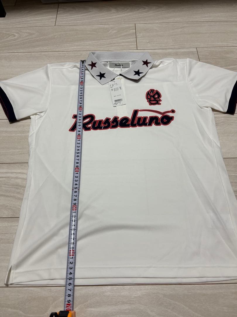 Russeluno（ラッセルノ）ポロシャツ（襟 星デザイン／ホワイト）