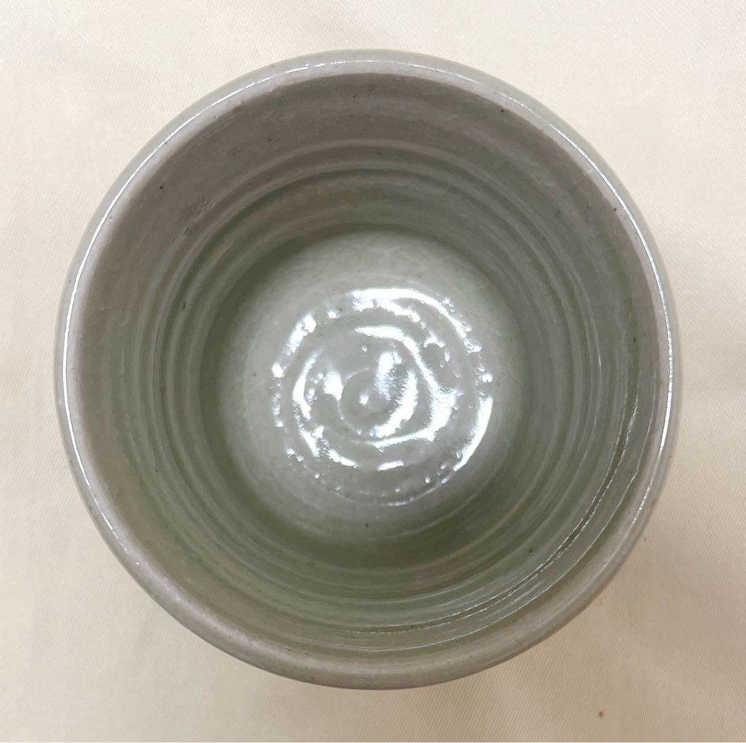 陶芸　備前焼　竹谷浩二作　緋襷　刻文湯呑