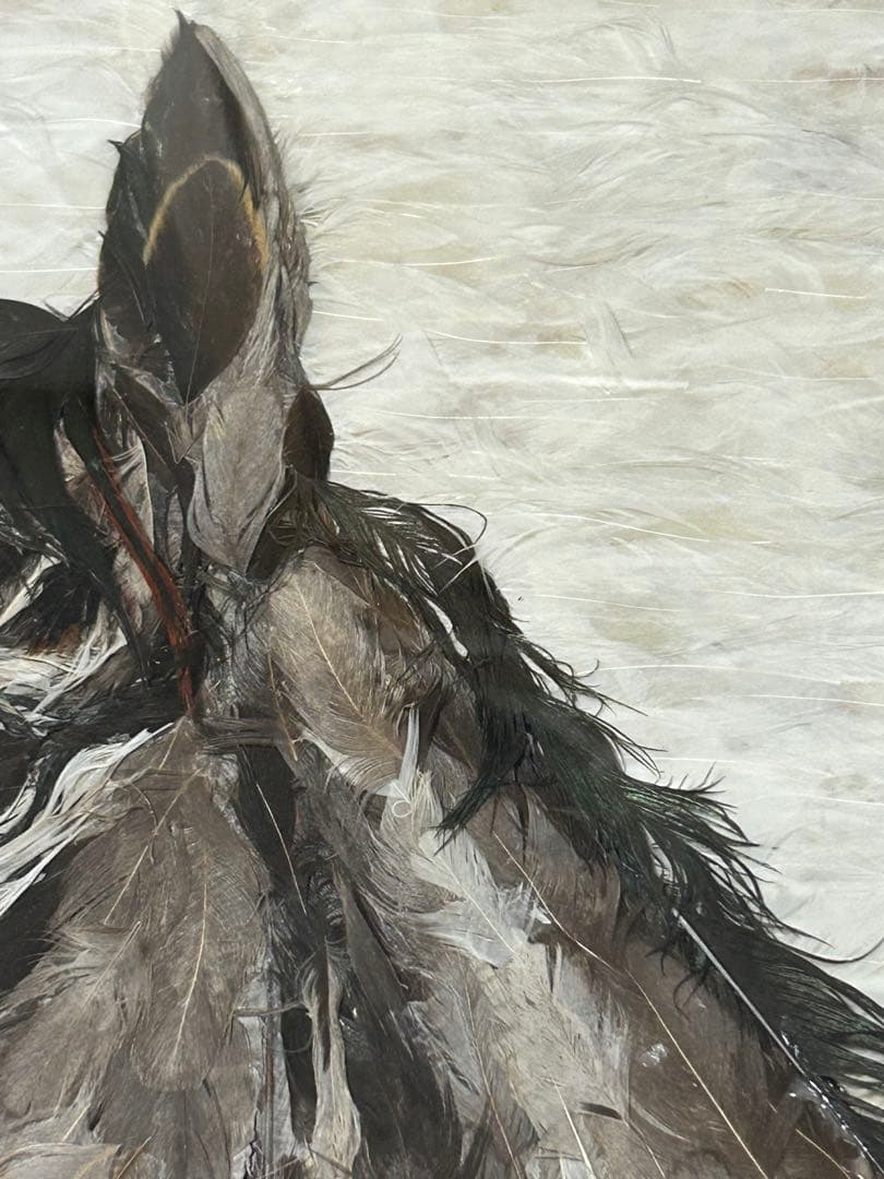 【美術品】鳥の羽根で描かれた馬