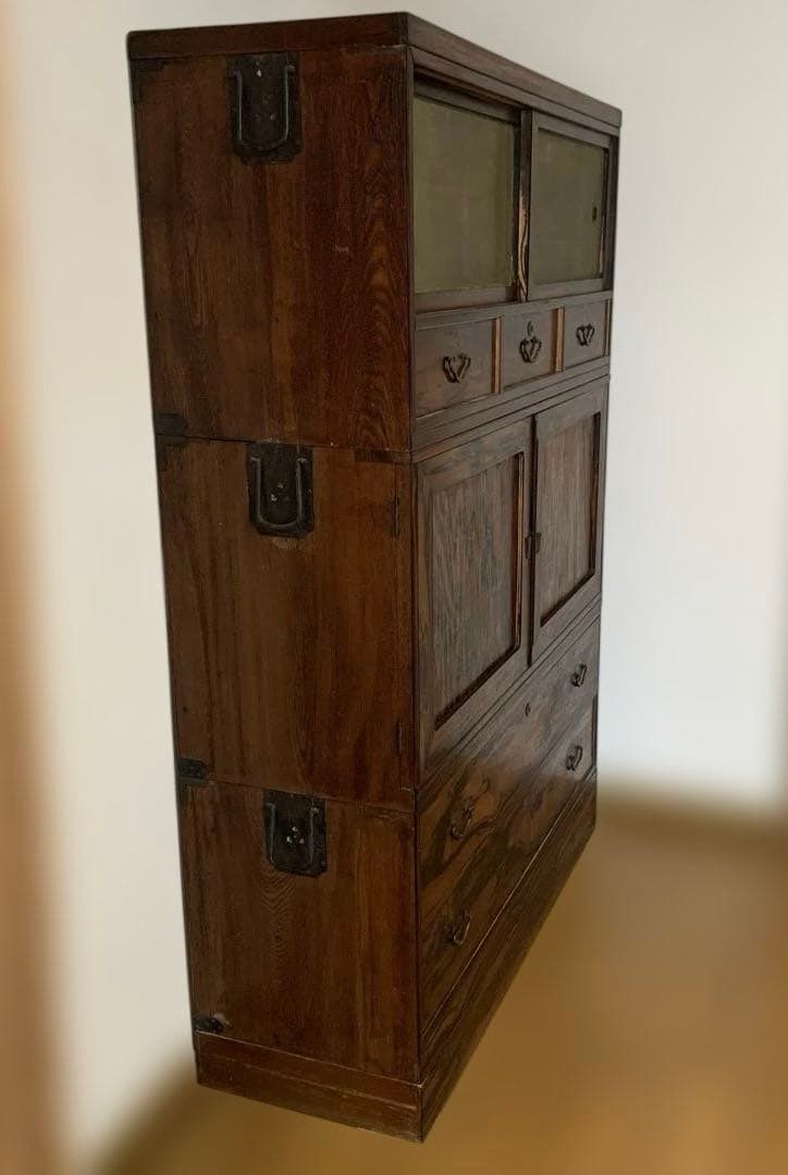 アンティーク家具 レトロ 重ね3段 箪笥 和たんす 収納箪笥