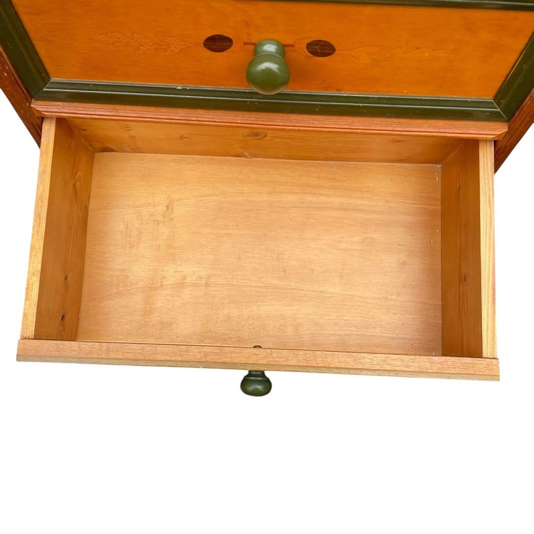 イタリア家具　電話台　3段チェスト　象嵌　アンティーク　花台　FAX台　北欧