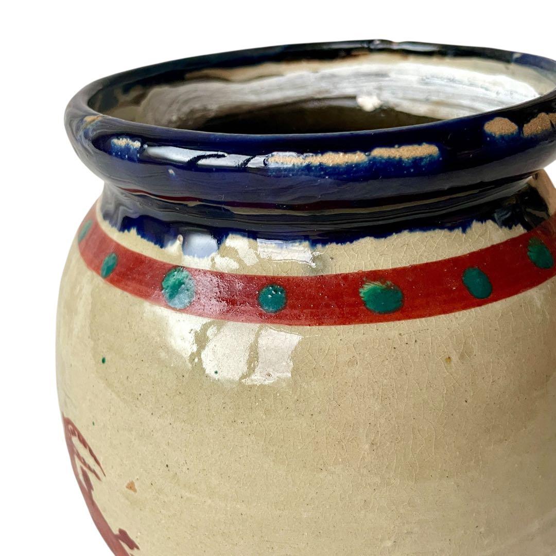 【希少】小橋川仁王 赤絵 水指 共箱 茶道具 花瓶 民藝 陶器 壺屋焼 やちむん