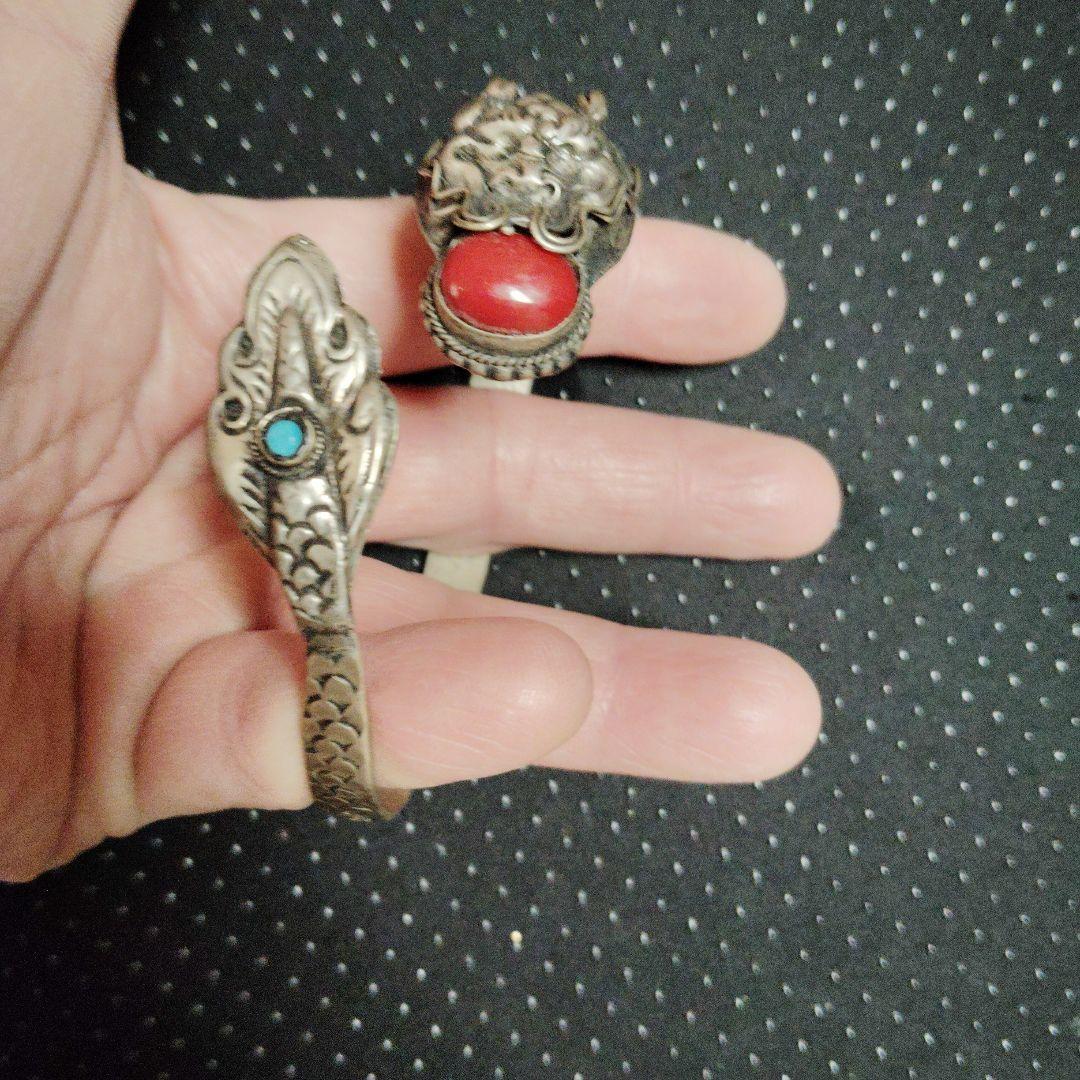 ドラゴンデザイン バングル シルバー風