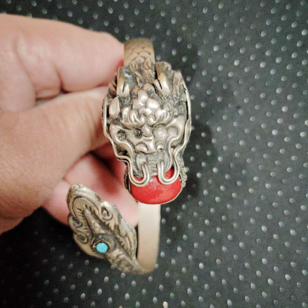 ドラゴンデザイン バングル シルバー風