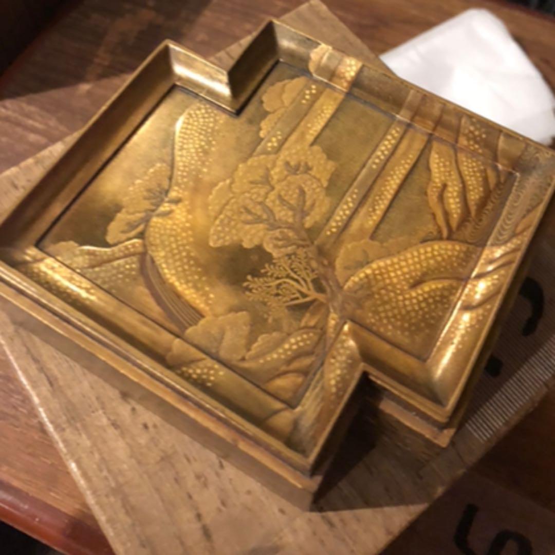 時代総蒔絵　菱型香合　螺鈿細工