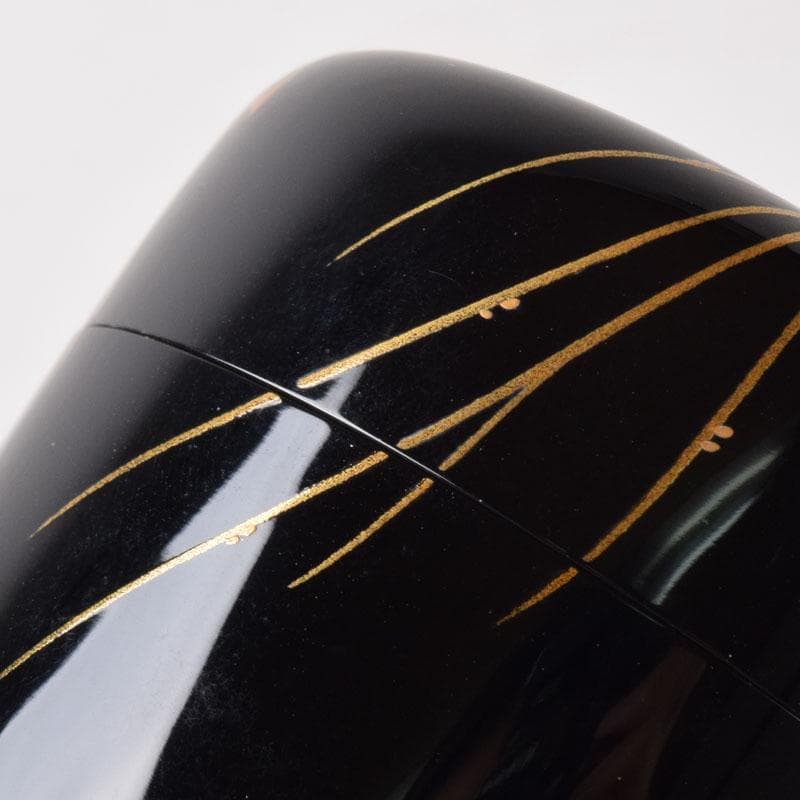 茶道具　輪島塗　小池敏夫（静峯）作　螺鈿装飾　草文　棗　共箱　V　8274