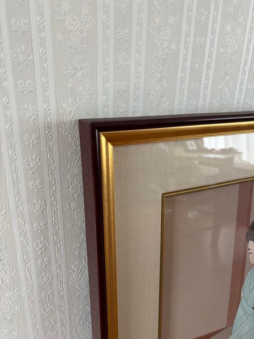 伊東深水 菊を活ける 木版画