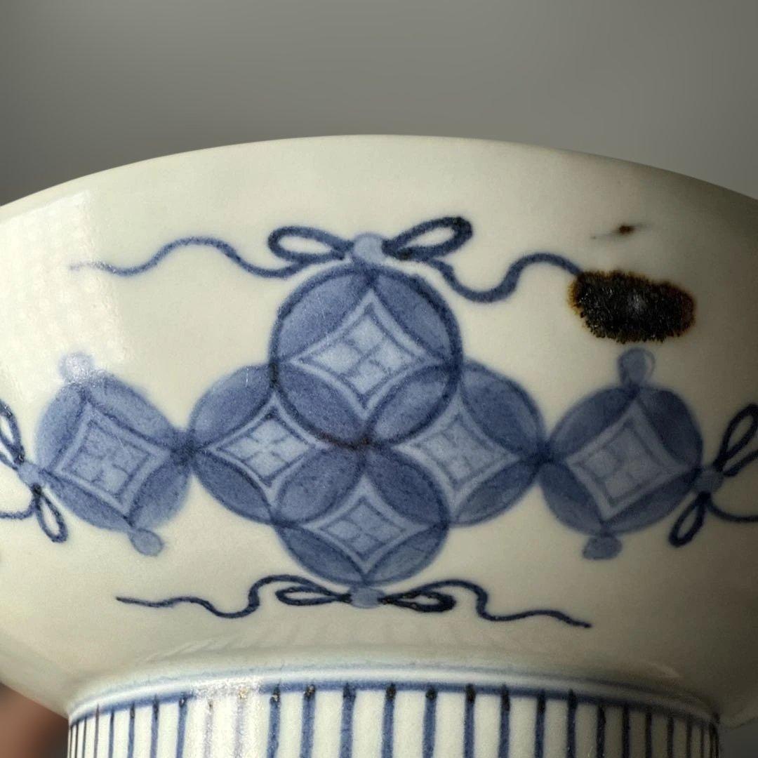 後期鍋島　染付芙蓉文中皿　六客　江戸後期〜明治初期　同手図録掲載品　20.7cm