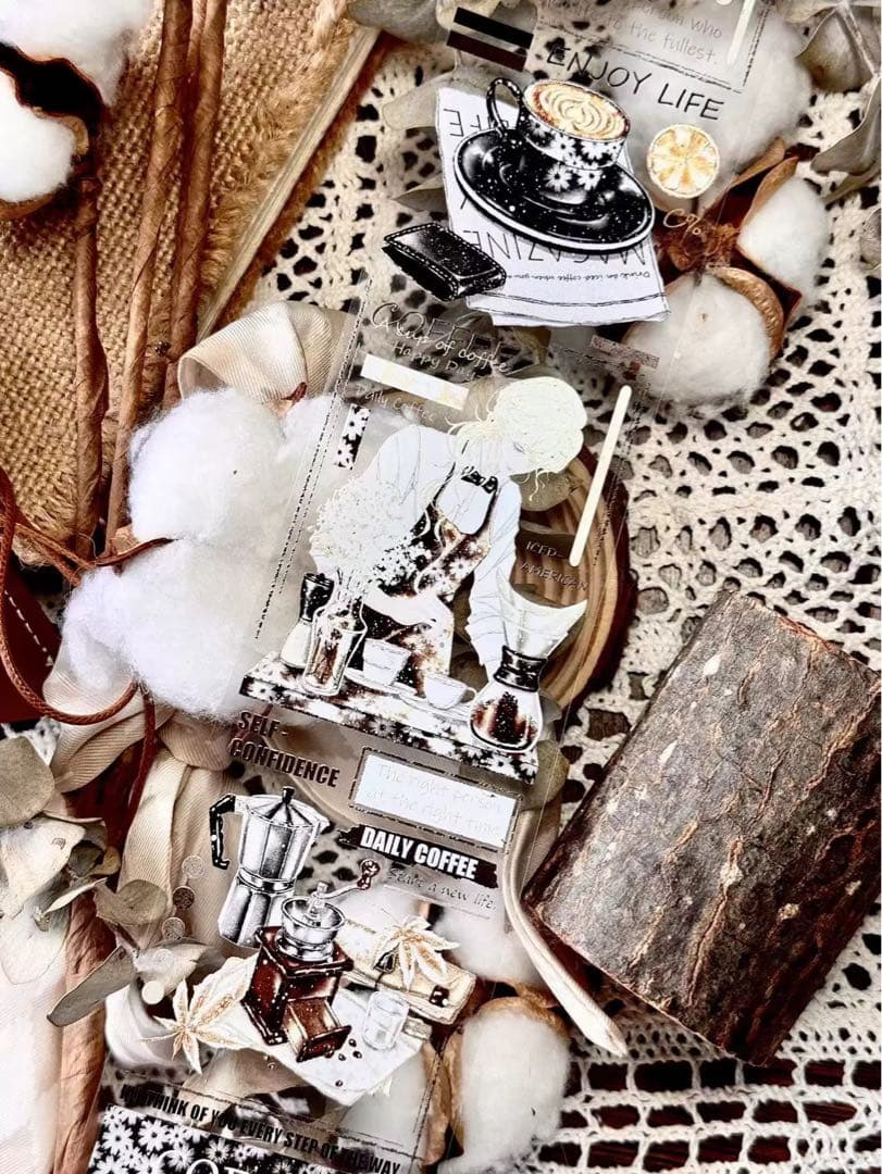 霖蓝汐原创手账《咖啡生活》海外マスキングテープ　マステ 【2242】