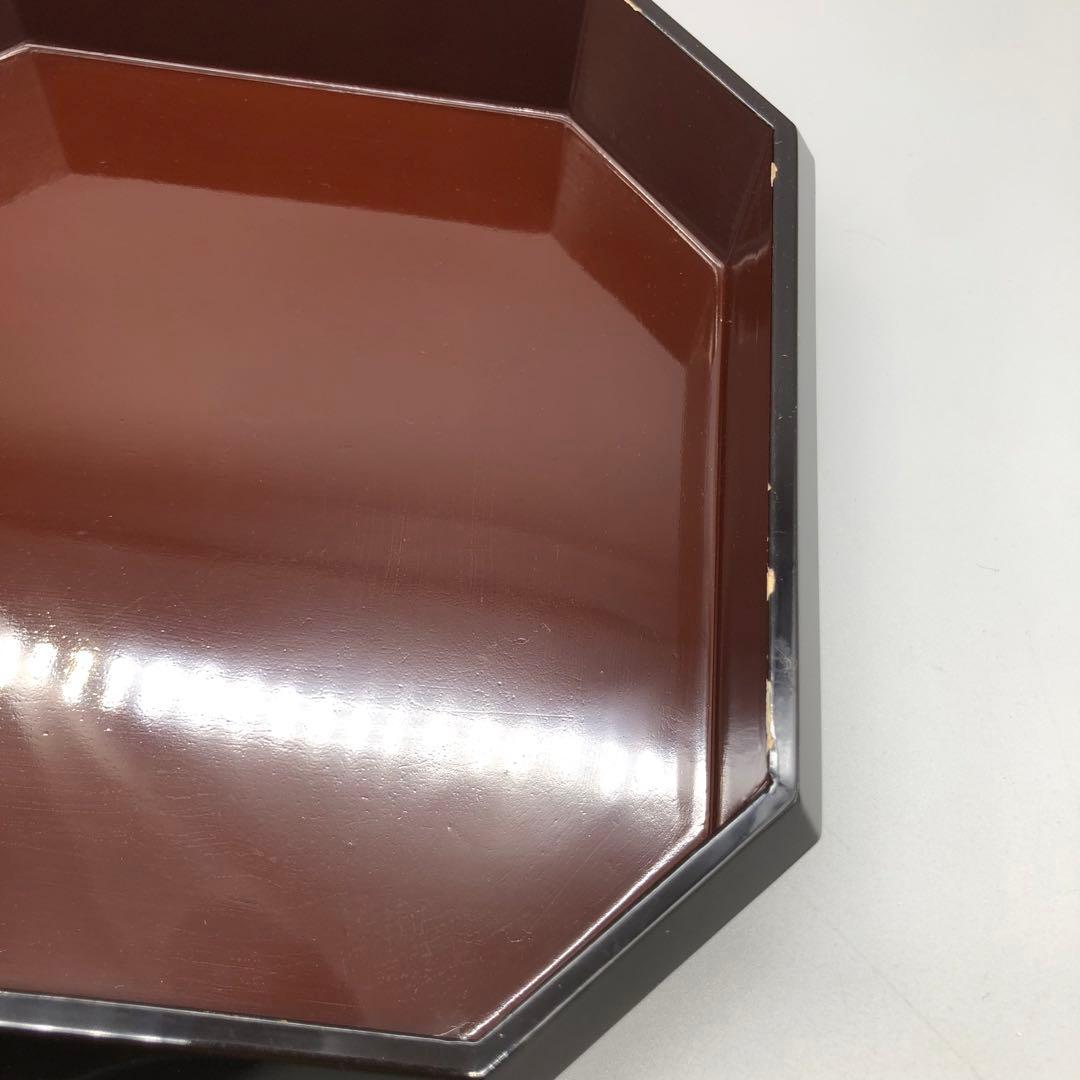 螺鈿細工らでんざいく鳥お花貝殻装飾八角形黒漆器重箱菓子箱23cm伝統工芸品