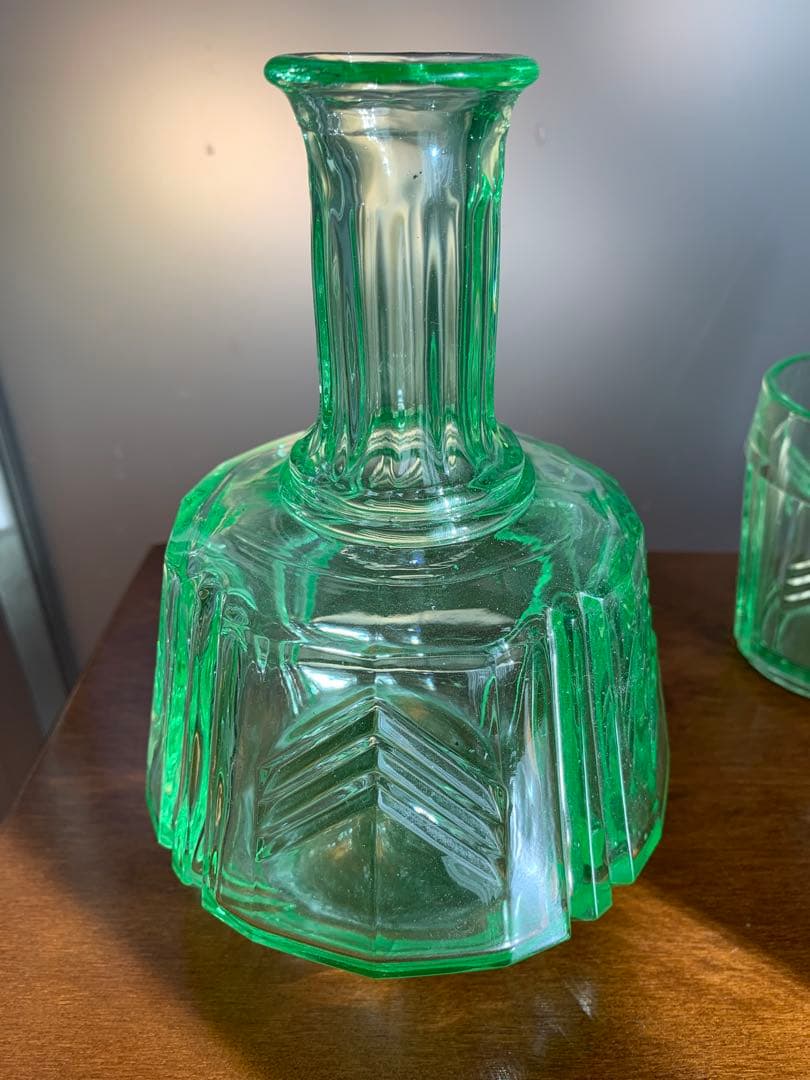 アンティーク　ウランガラス　デキャンタ　グラス