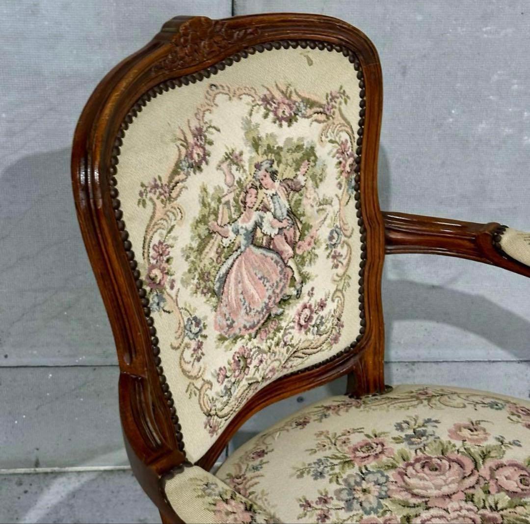 ✦王室気分✦ ロココ調アンティーク 輸入家具 アームチェア サロンチェア　女王様