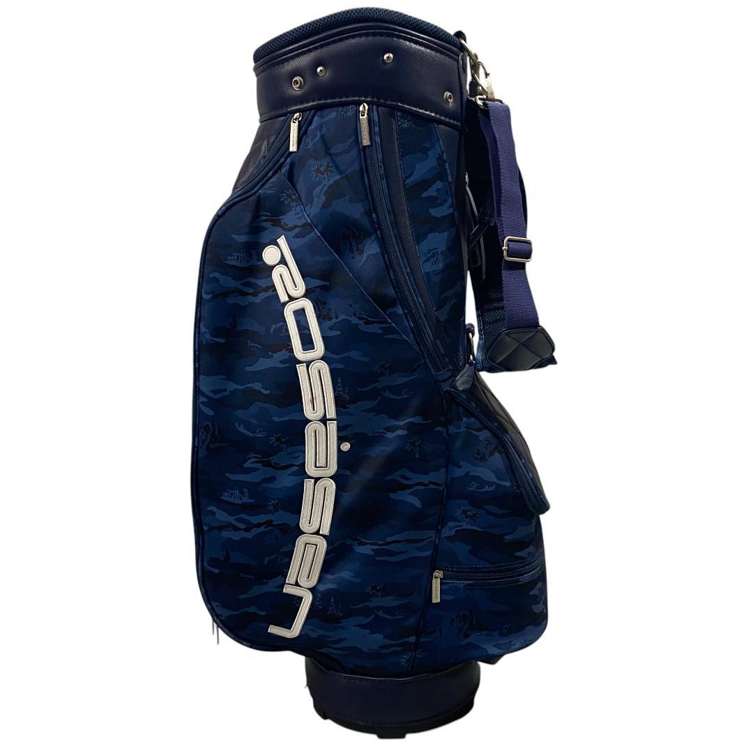 Rosasen ロサーセン キャディバッグ ネイビー 総柄 ゴルフ 9型 5分割