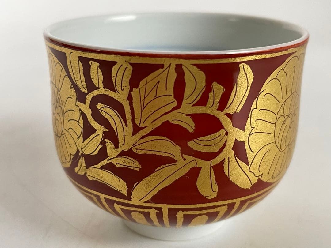 陶芸家　小野珀子　金襴手　ぐい呑　酒器　酒盃　共箱　九谷焼　猪口