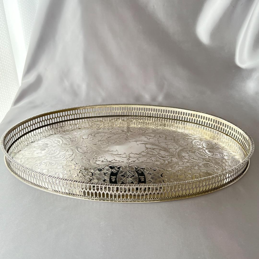 【Viners】 ギャラリートレー オーバル型 38cm 【シルバープレート】