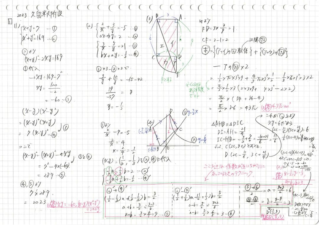 限定3割引塾講師オリジナル数学解説 久留米附設 高校入試 過去問 2018-26
