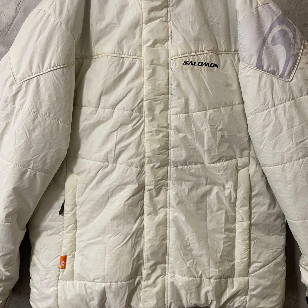 salomonサロモンスキーウェアスノーボードジャケットダウン中綿パーカー白希少
