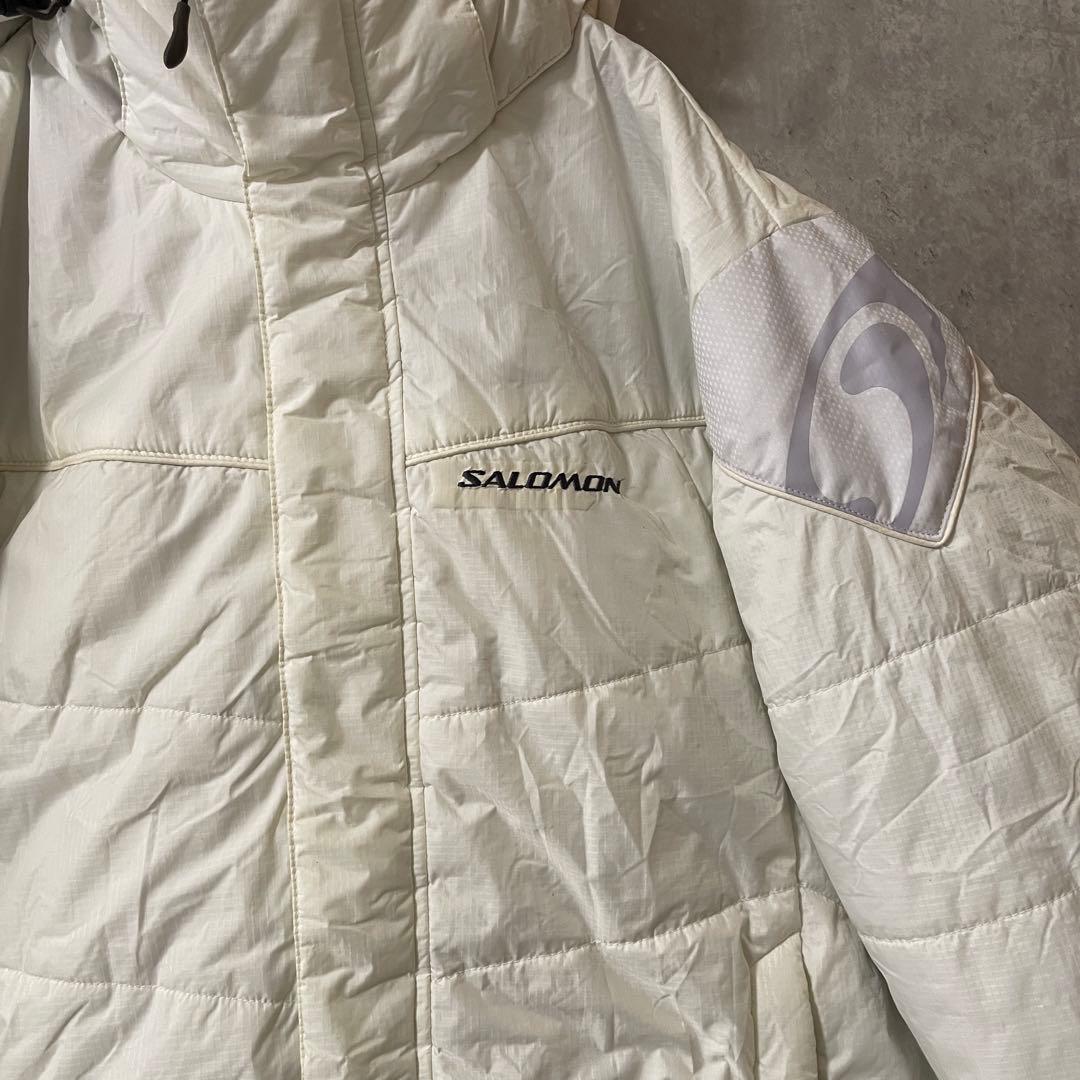 salomonサロモンスキーウェアスノーボードジャケットダウン中綿パーカー白希少
