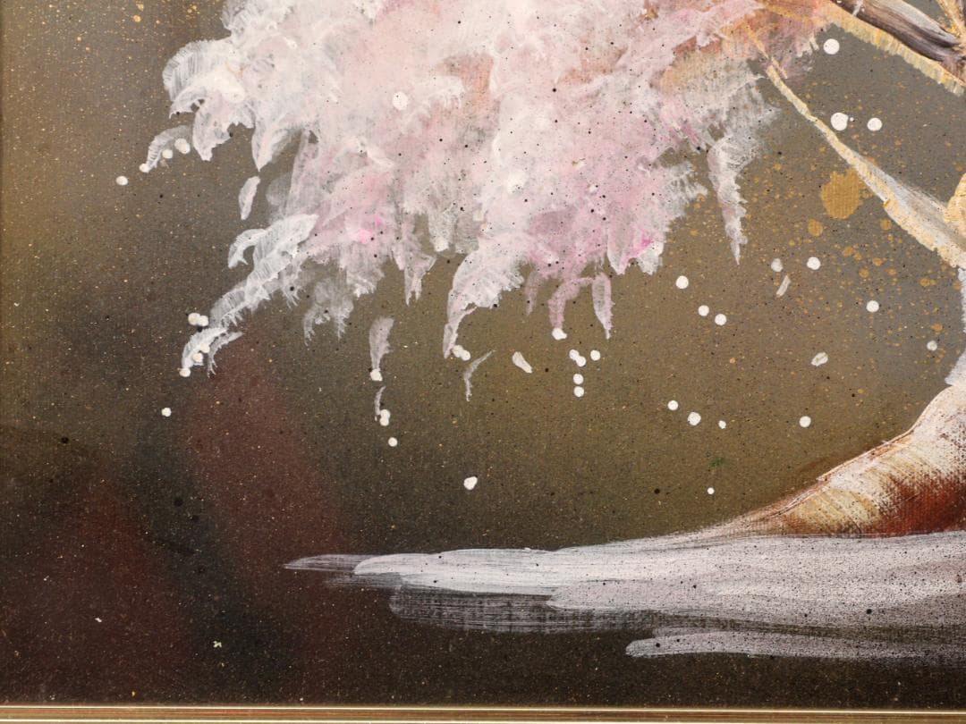 【真作】　立川広己 「 夫婦桜 」　F4号　油彩　直筆サイン　一枚の繪