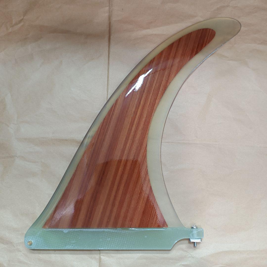 10インチ ロングボード　シングルフィン　ウッドコア　フィン