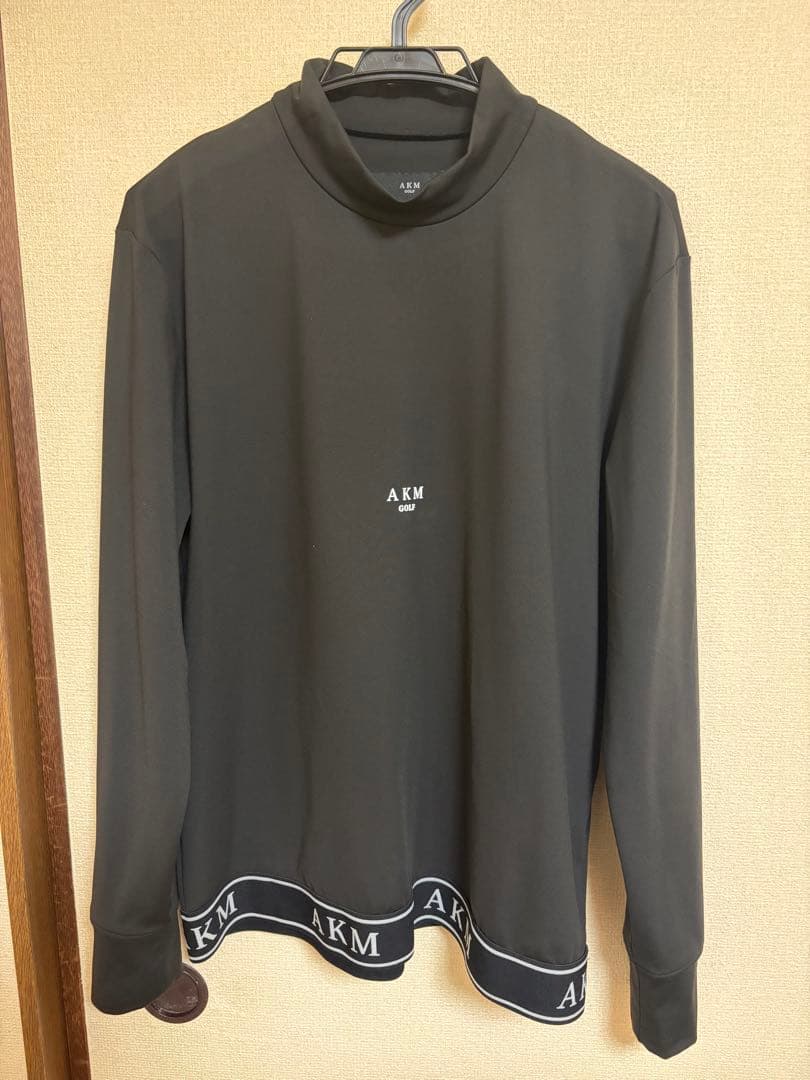 AKM ゴルフ モックネックシャツ 白/黒 2枚組　メンズL