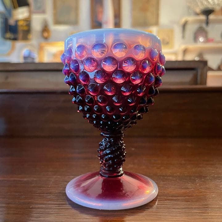 超レア！オールドフェントン　ワインゴブレット　USAアンティーク食器FENTON