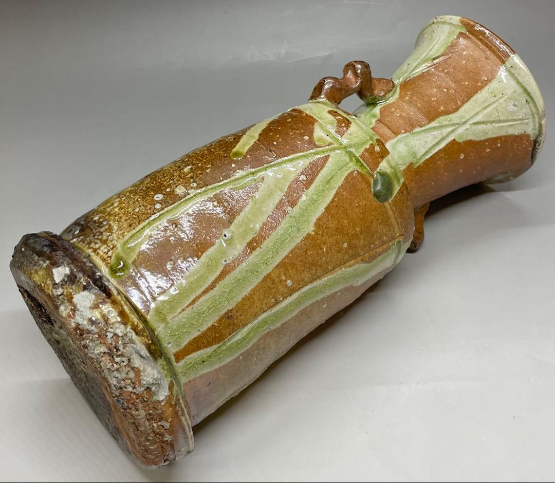 伊賀焼　古伊賀　耳付花入　即中斎書付　割銘　d077