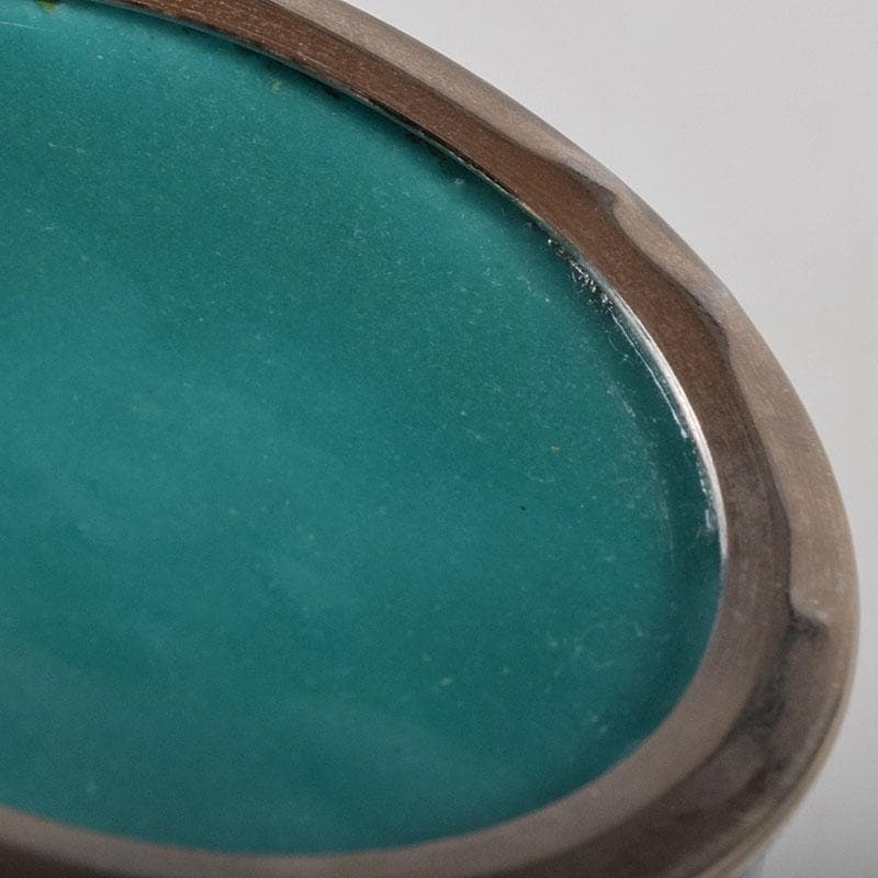 七宝焼　緑釉　花文　花瓶　共箱　V　R9334