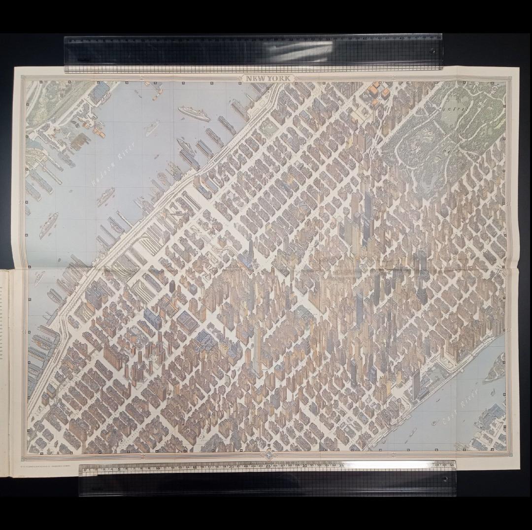 ニューヨーク 地図 超細密 鳥瞰図 マンハッタン ミッドタウン 1963ボルマン