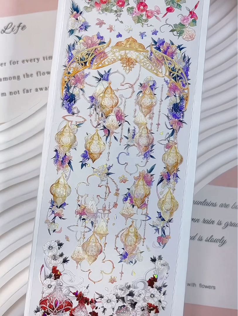 【9471】海外　マステ　3/5/巻　貝殻光マスキングテープ　赤　ランプ　装飾系