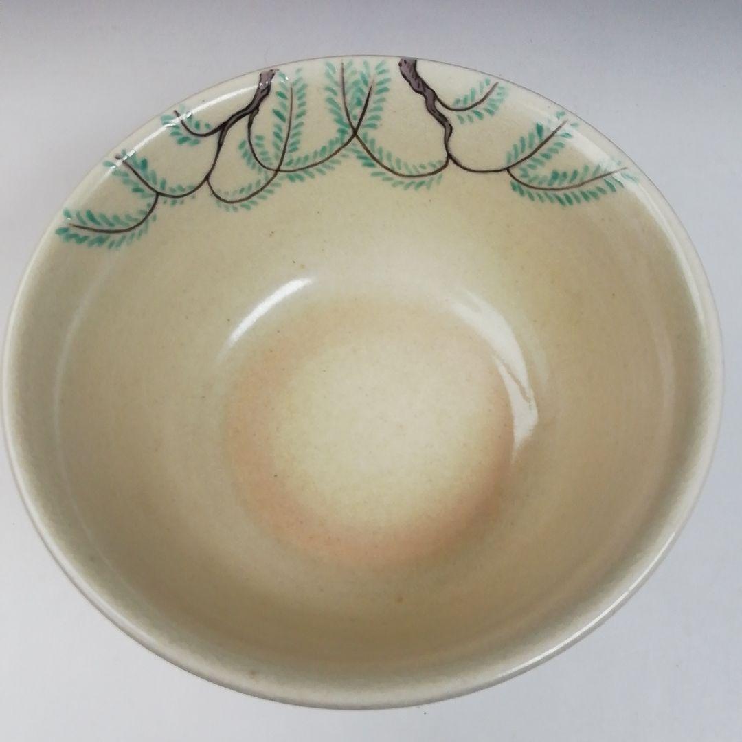 Ｔ６９６　茶碗　『色絵　柳』『淡海ぜぜ 陽炎園 造』　共箱　抹茶碗　茶道具