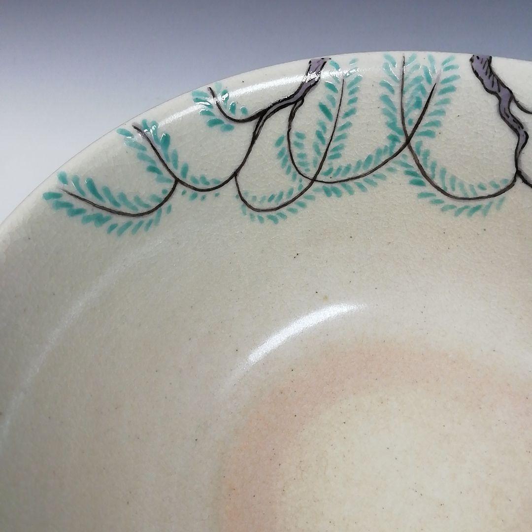 Ｔ６９６　茶碗　『色絵　柳』『淡海ぜぜ 陽炎園 造』　共箱　抹茶碗　茶道具