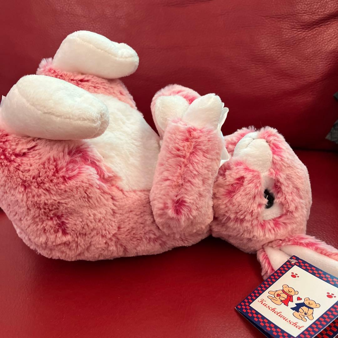 ドイツ製kuschelwuschelピンクウサギぬいぐるみ宝石入れ袋付