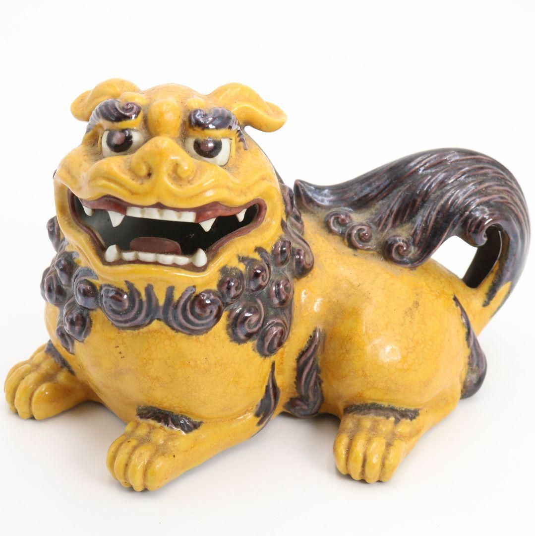 柳雨軒 二代 徳田八十吉作 深厚釉 獅子置物 九谷焼　共箱　C1023