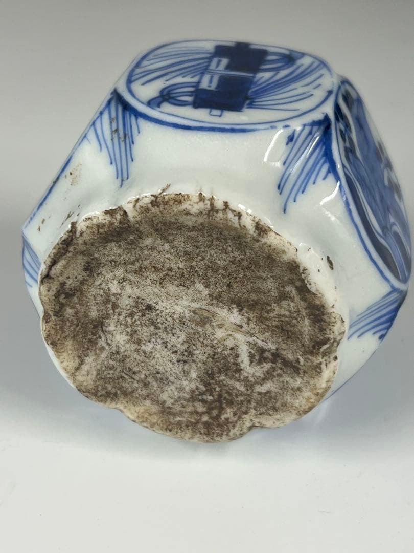 中国古美術　清朝　染付六角壺