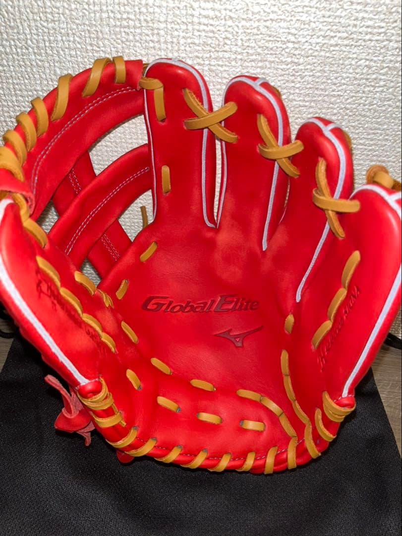 ミズノ グローバルエリート 軟式グローブ 赤 Global Elite 内野