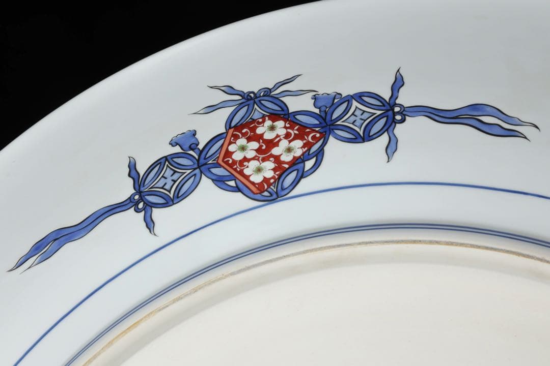 有田焼 神右エ門作 特大染綿唐獅子図大皿 飾皿 99.5㎝ 皿立付 骨董 古美術