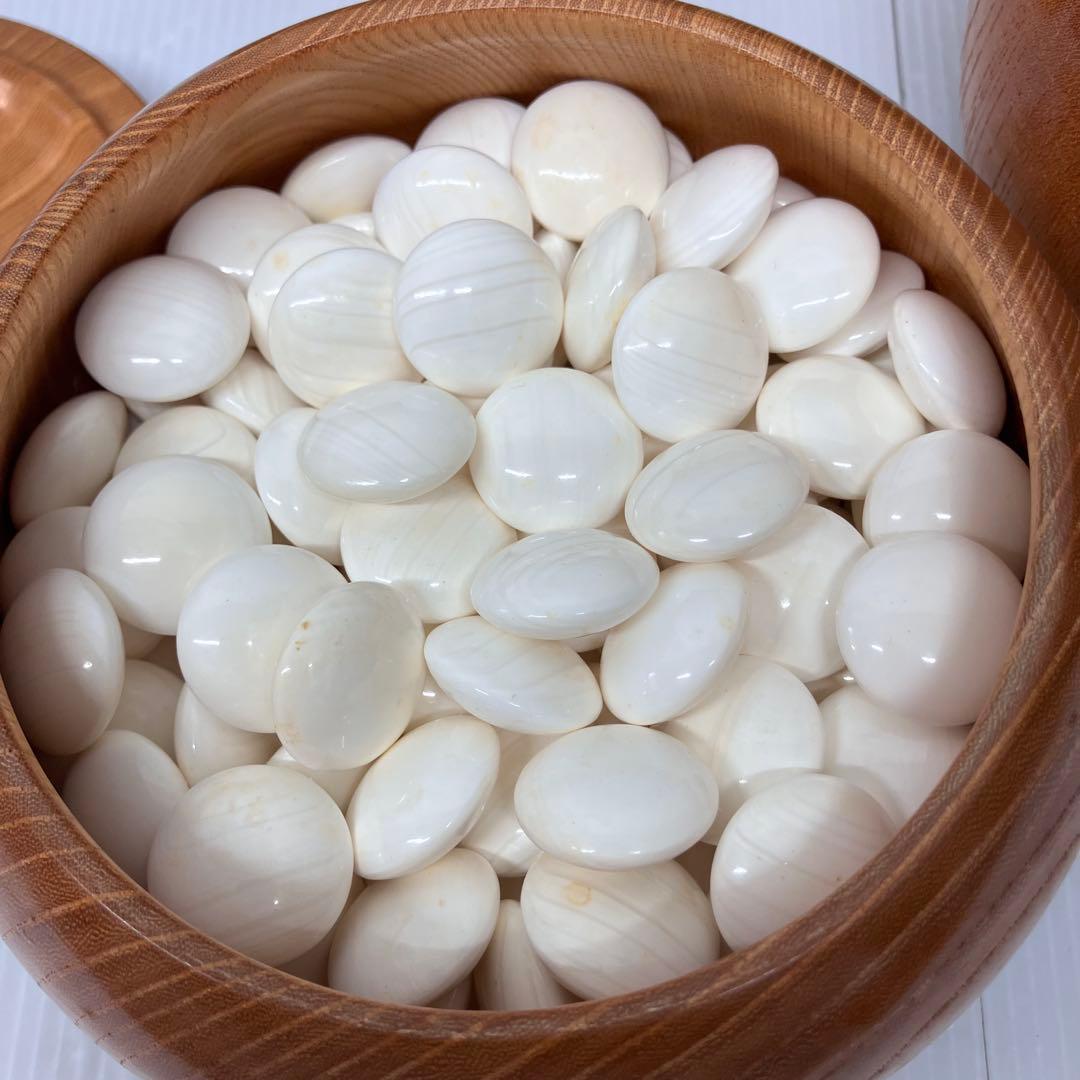 【碁石セット】囲碁 蛤 那智黒石　貝 木製 欅 特大　碁笥　趣味 遊び