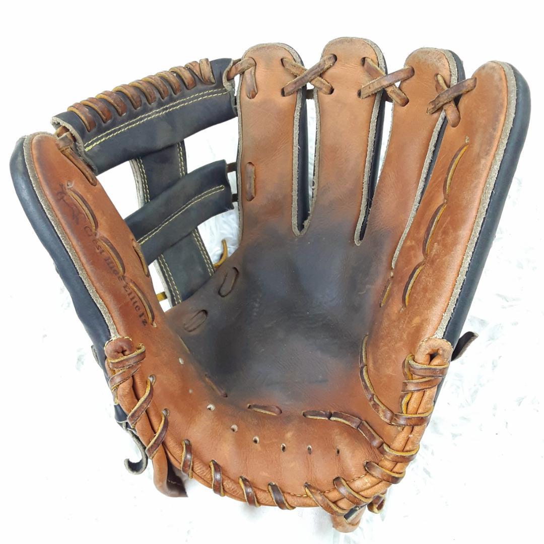 美品◎MIZUNO PRO ミズノプロ オーダー硬式内野用グローブ 黒茶 刺繍入