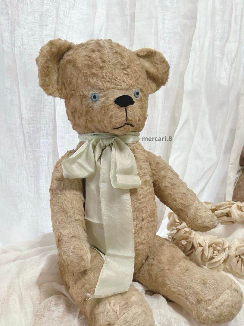 アンティーク　ヴィンテージ　テディベア　ぬいぐるみ　フランス　ブルーアイ