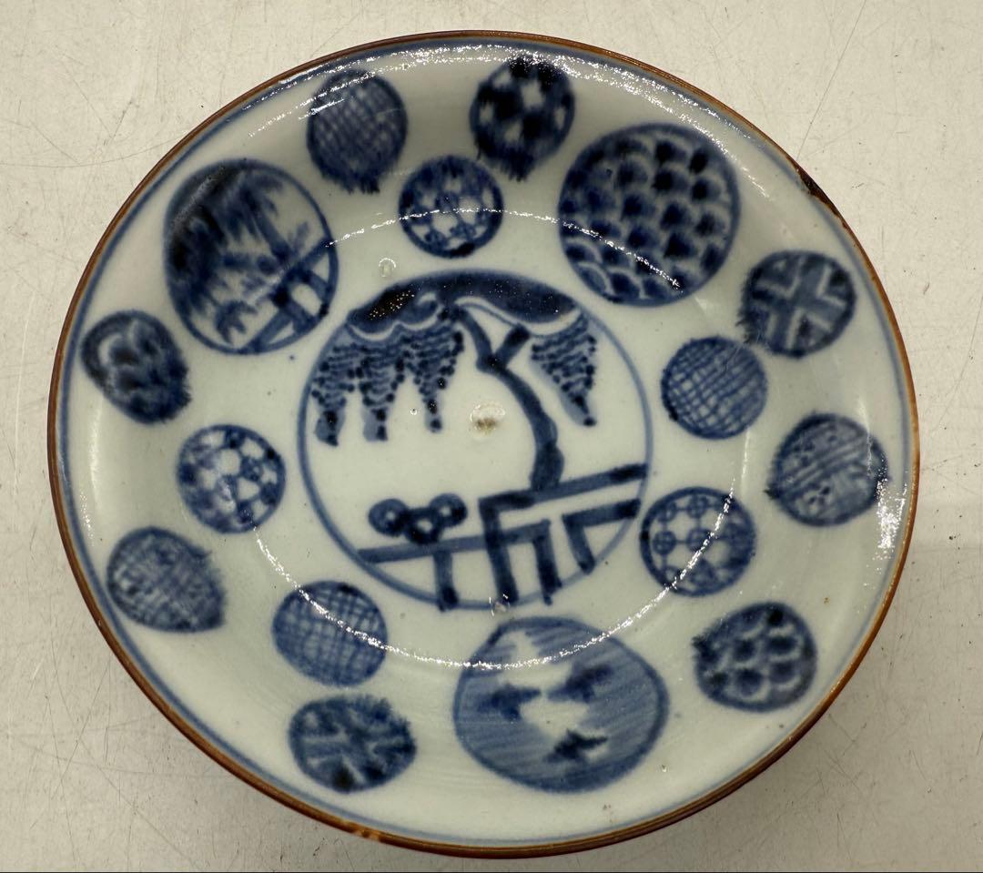 中国　清時代　染付　新渡　4寸皿　送料込み251101