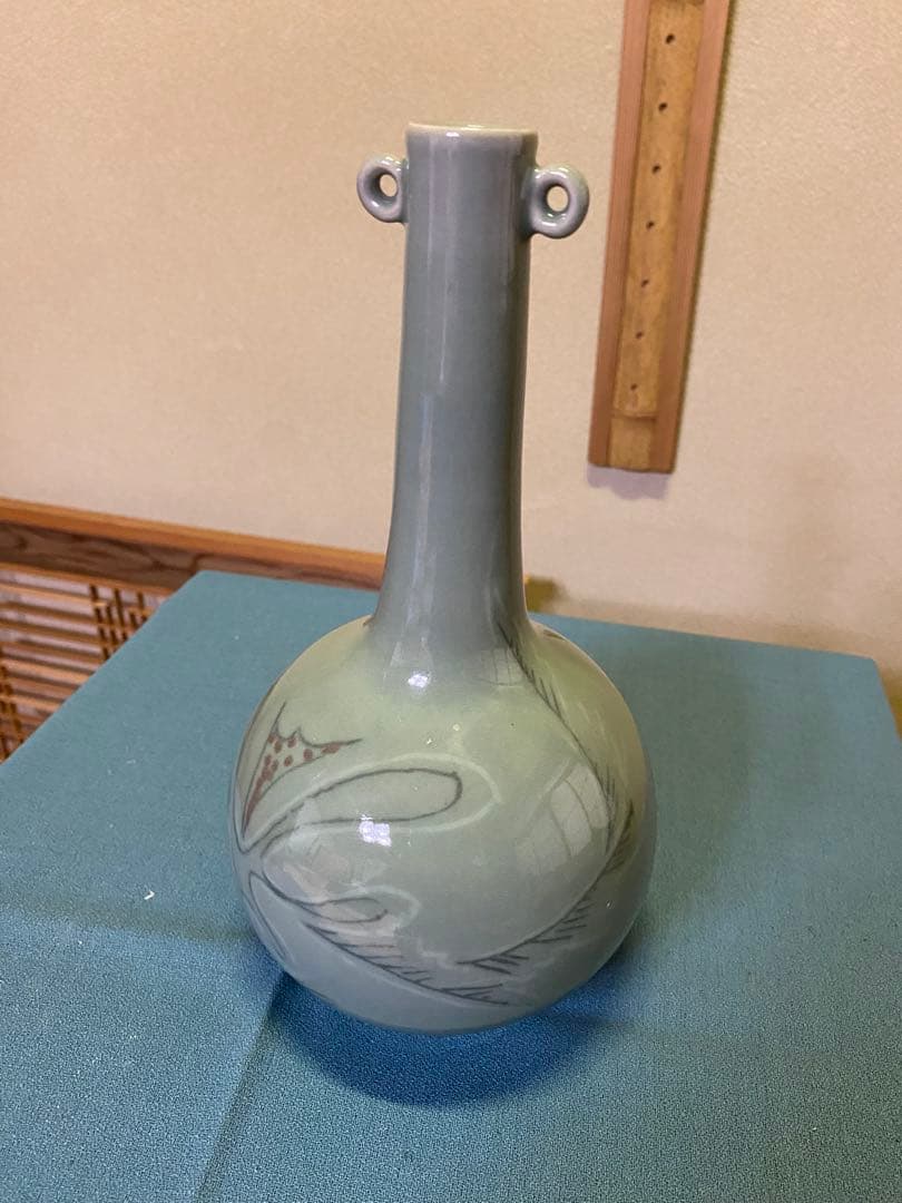 茶道具/花入 高麗青磁 黄鍾九 共箱