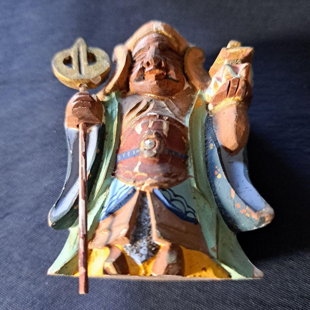 「絶妙です! 彩色木製工芸品 七福神像(脊高 約7cm）7体」 骨董アンティーク