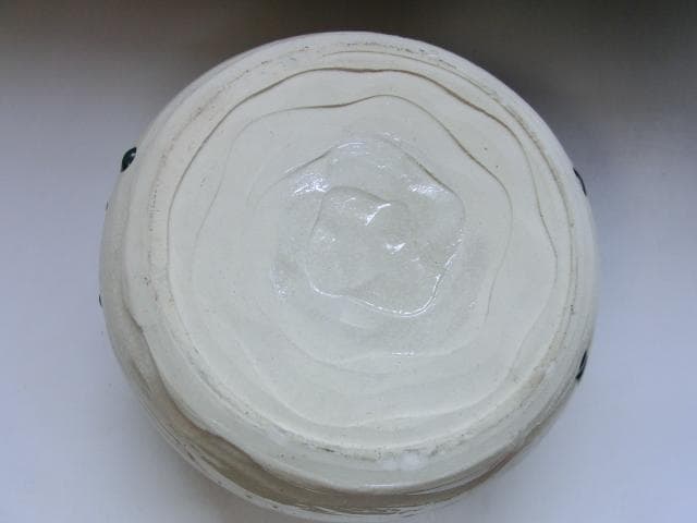 水指■織部焼き 緑釉 涙痕 大振り 大きい 平水指 陶器 お茶道具 時代物骨董■