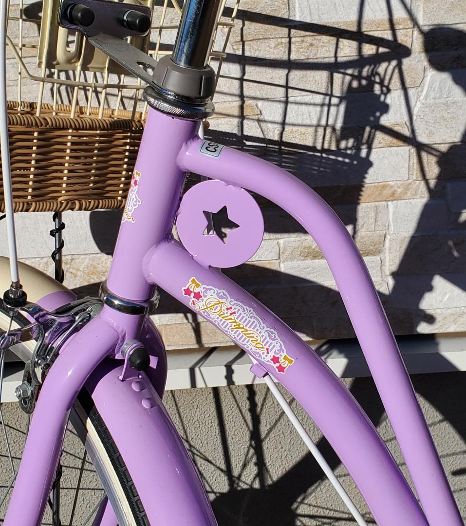 自転車 バスケットカゴ付き 24インチ パープル 変速なし