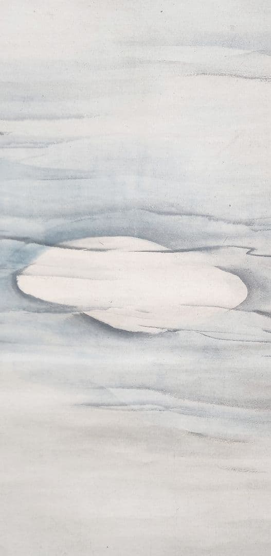 【水面照月図】塩川文麟 1011 水面に映る月 掛け軸 肉筆