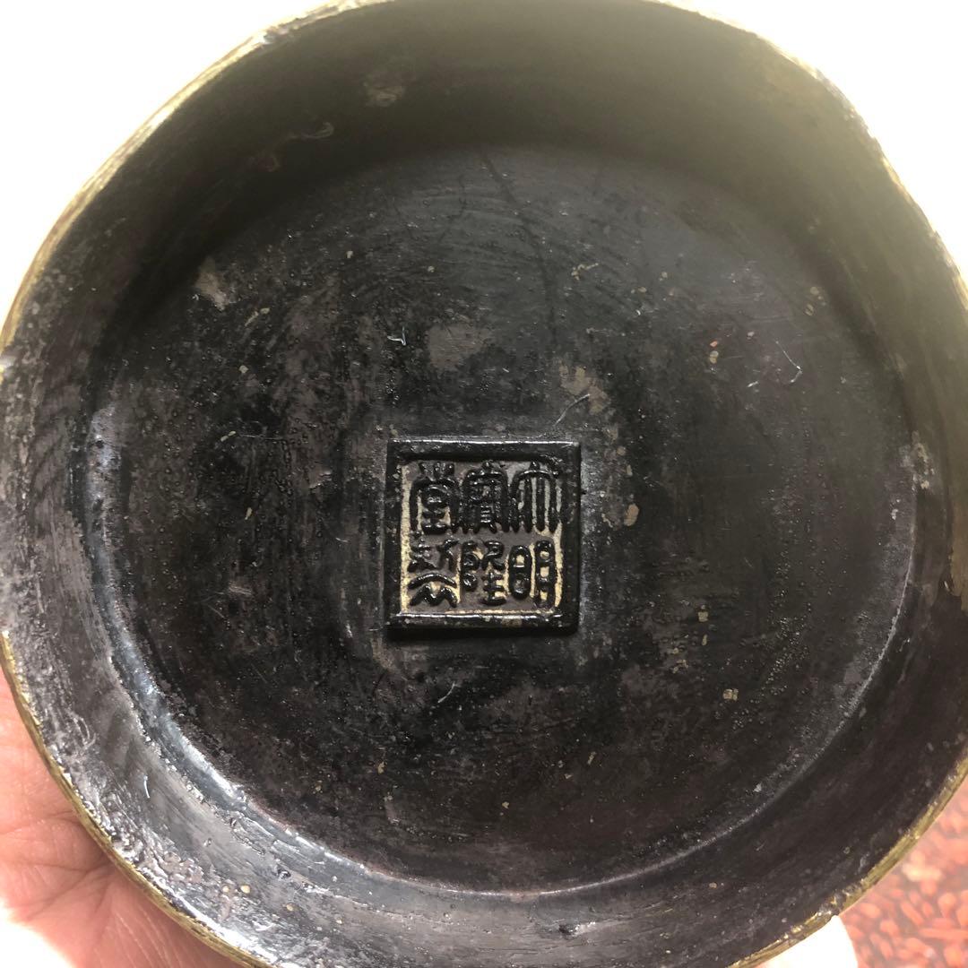 中国古美術　明時代七宝焼壺　古銅製